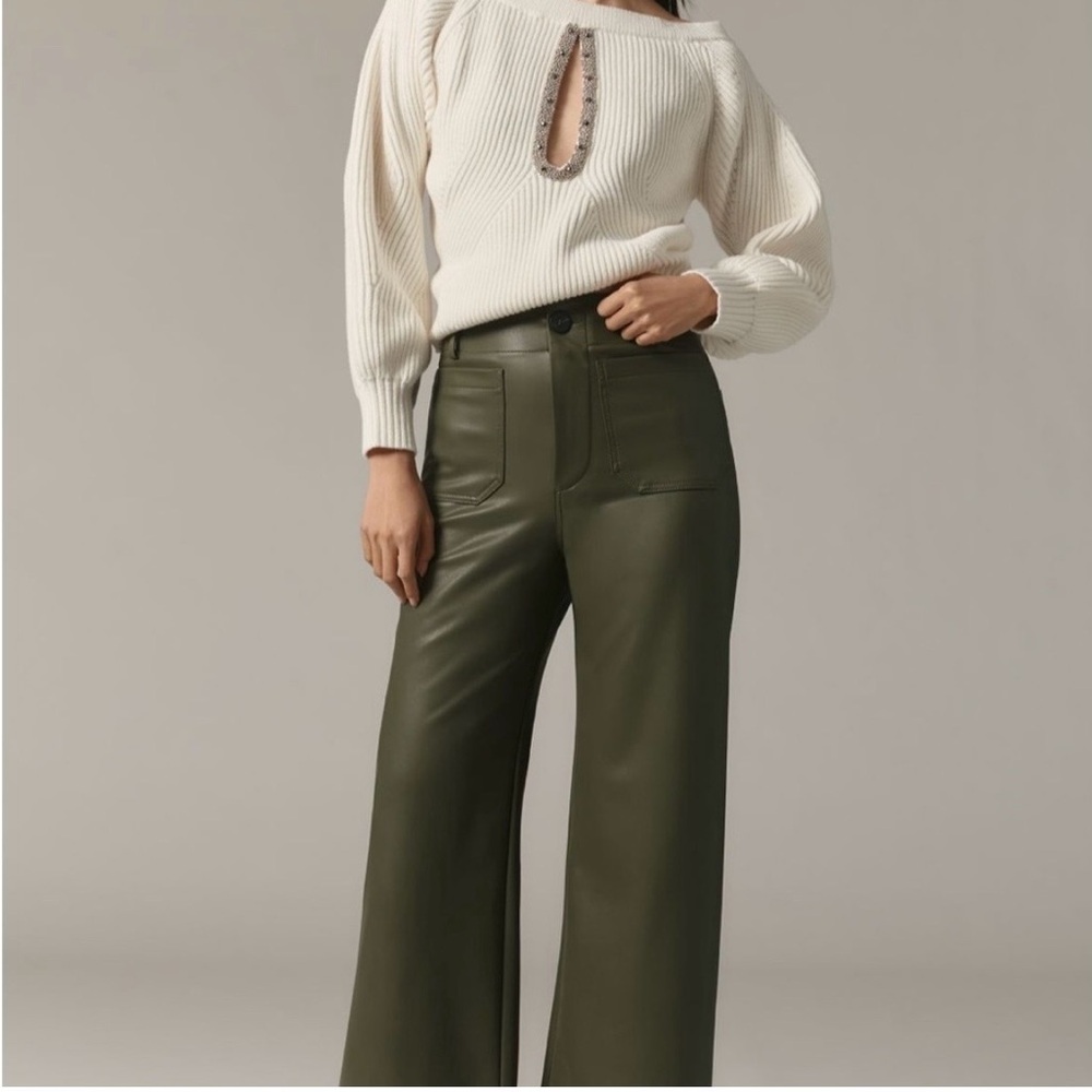 The Colette Faux Leather Crop Wide-Leg Pants by Maeve